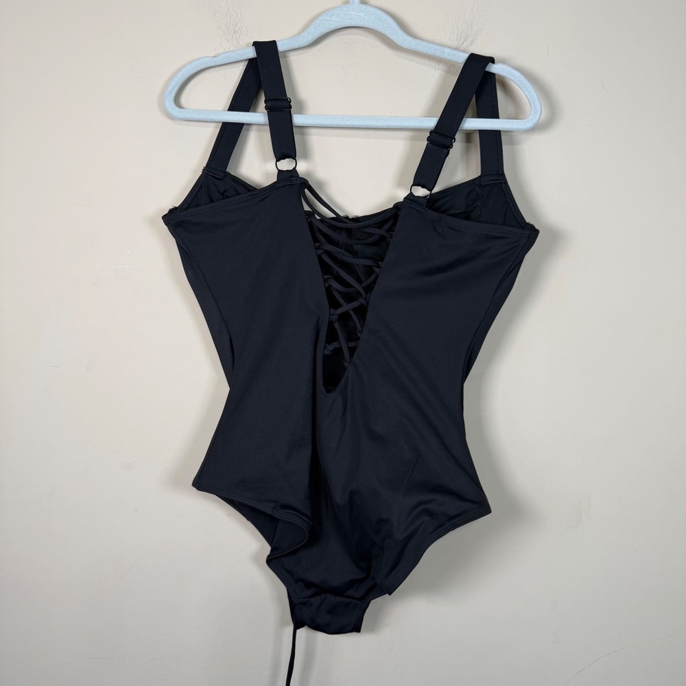 TA3 Lifty One XL Shapewear Underwire Lace Up Black Swimsuit - Picture 2 of 8
